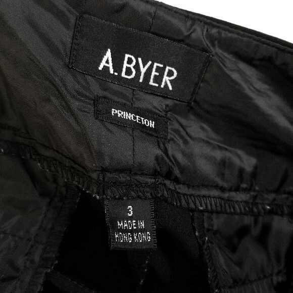 A. Byer Princeton Mid Rise Wide Leg Flare Trouser Dress Pants Black Size 3 - Picture 5 of 6